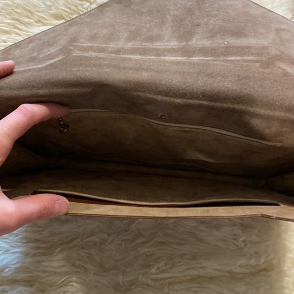 Vintage Leather Crossbody Briefcase Bag EUC One Size Brown & Gold - Picture 8 of 11